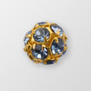 10mm Rhinestone Ball Light Sapphire, Gold Plated
