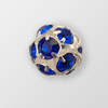 10mm Rhinestone Ball Sapphire, Silver Plated