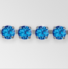 Rhinestone Chain, Machine Cut Capri Blue,  Silver Plated ss29