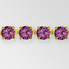 Rhinestone Chain, Machine Cut Amethyst, Gold Plated  ss12
