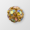 12mm Rhinestone Ball Crystal AB, Gold Plated