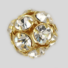 14mm Rhinestone Ball Crystal, Gold Plated