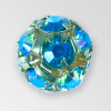 10mm Rhinestone Ball Aqua AB, Gold Plated