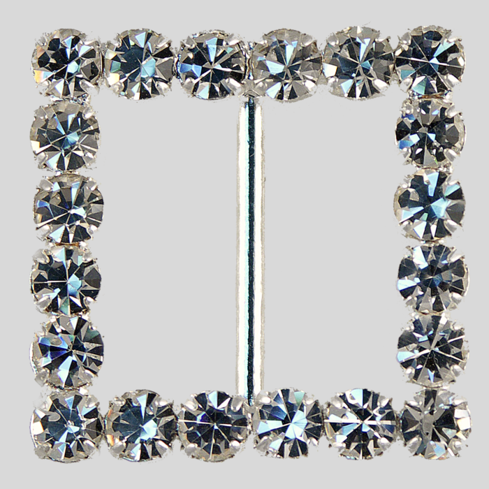 Square Rhinestone Buckle Crystal Silver, 34mm Outside Dimension, 22mm ...