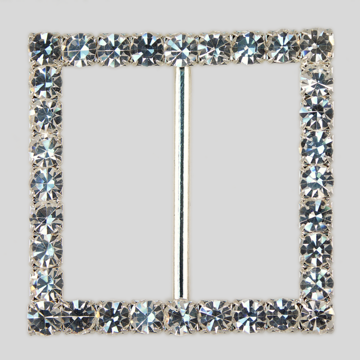Square Rhinestone Buckle Crystal Silver, 56mm Outside Dimension, 43mm ...