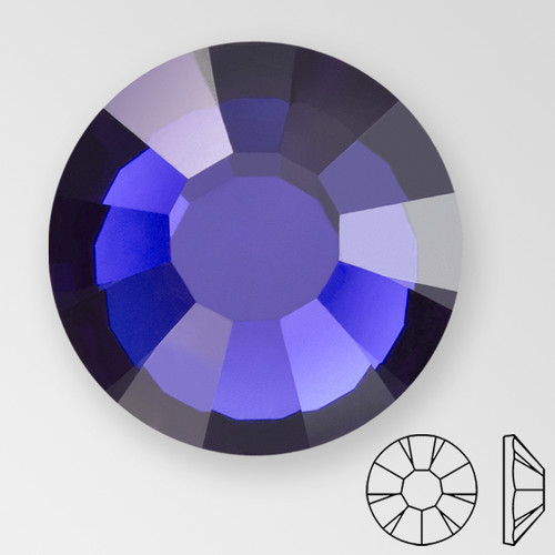 ss9 DARK INDIGO - PRECIOSA MAXIMA Flat Back, 15 facets, foiled Product