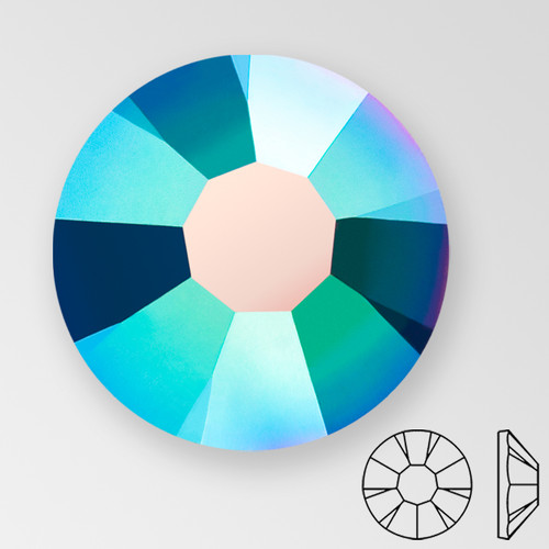 ss7 PEACOCK GREEN - PRECIOSA MAXIMA Flat Back, 15 facets, foiled Product