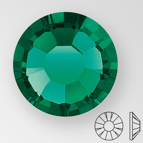 ss34 EMERALD - PRECIOSA MAXIMA Flat Back, 18 facets, foiled Product
