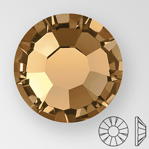 ss34 SMOKE TOPAZ - PRECIOSA MAXIMA Flat Back, 18 facets, foiled Product