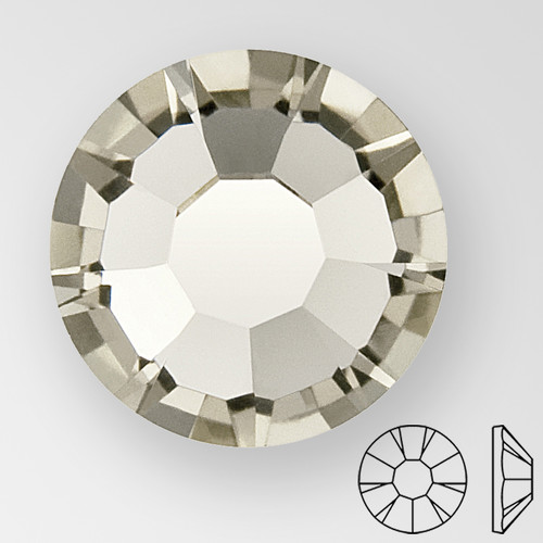 ss12 BLACK DIAMOND - PRECIOSA MAXIMA Flat Back, 15 facets, foiled, small package Product