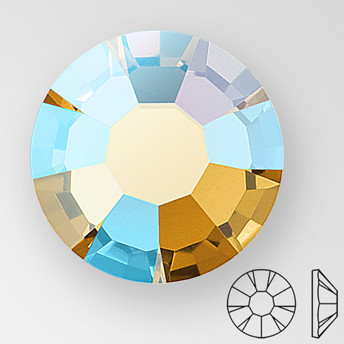 ss16 TOPAZ  AB - PRECIOSA MAXIMA Flat Back, 15 facets, foiled, small package ss16 TOPAZ  AB - PRECIOSA MAXIMA Flat Back, 15 facets, foiled, small package Product