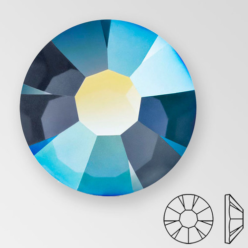 ss16 Light Graphite AB - PRECIOSA MAXIMA Flat Back, 15 facets, foiled Product