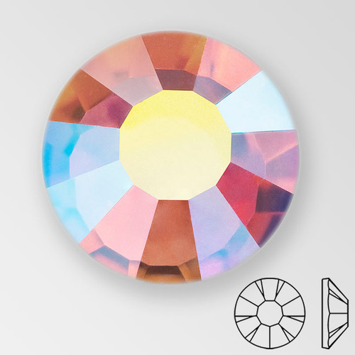 ss20 Rose Peach AB - PRECIOSA MAXIMA Flat Back, 15 facets, foiled Product