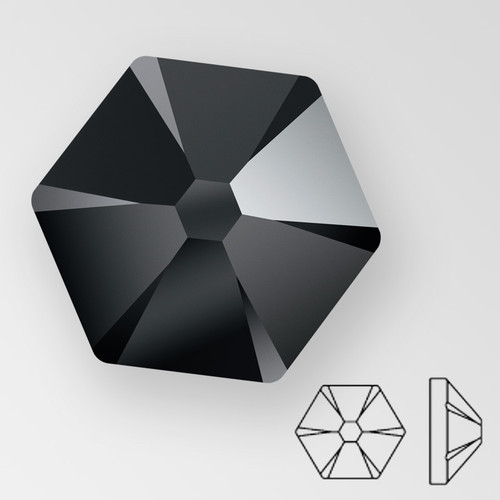 MC Flat Back Hexagon in Jet color, size 5.5mm, foiled Product