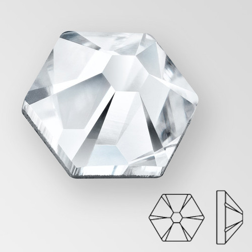 MC Flat Back Hot Fix Hexagon in Crystal color, size 5.5mm, foiled Product