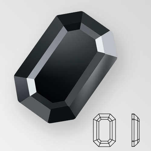 MC Flat Back Hot Fix Octagon in Jet color, size 6x4mm, foiled Product