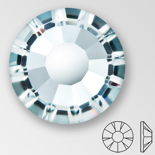 ss20 Silver Aquamarine - PRECIOSA MAXIMA Flat Back, 15 facets, foiled, small package Product