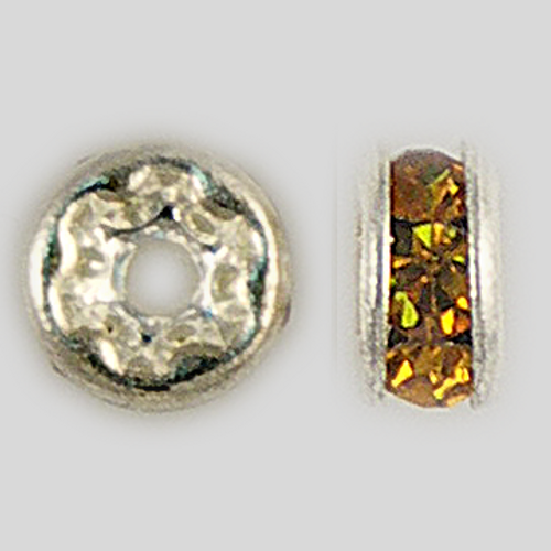 4.5mm Rhinestone Rondelle Topaz, Silver Plated Product