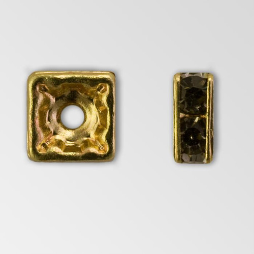 4x4mm Rhinestone Squaredelle Black Diamond, Gold Plated Product