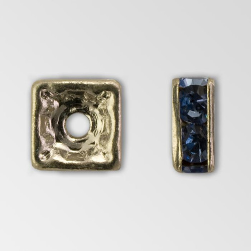 4x4mm Rhinestone Squaredelle Light Sapphire, Silver Plated Product