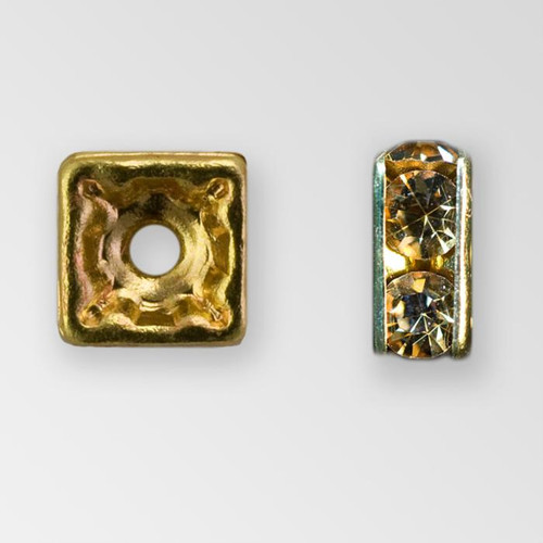4x4mm Rhinestone Squaredelle Lt. Colorado Topaz, Gold Plated Product