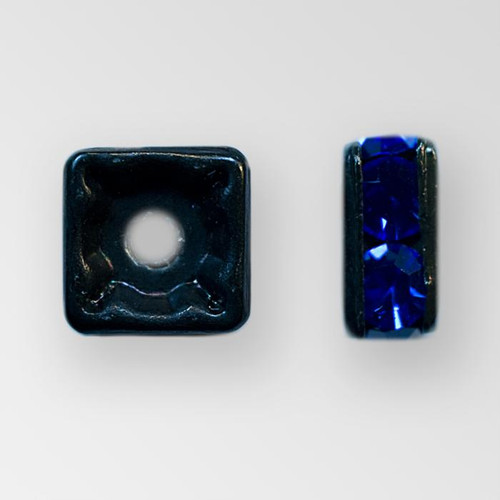 4x4mm Rhinestone Squaredelle Sapphire, Black Plated Product