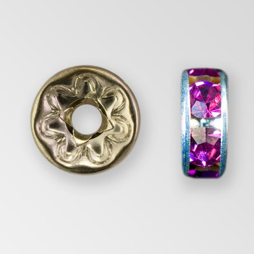 5mm Rhinestone Rondelle Fuchsia, Silver Plated Product