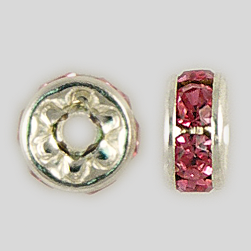 5mm Rhinestone Rondelle Rose, Silver Plated Product