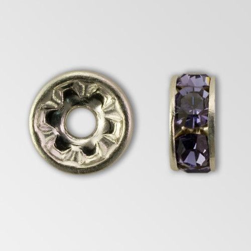 5mm Rhinestone Rondelle Tanzanite, Silver Plated Product