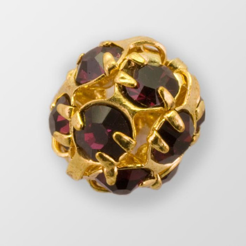6mm Rhinestone Ball Amethyst, Gold Plated Product