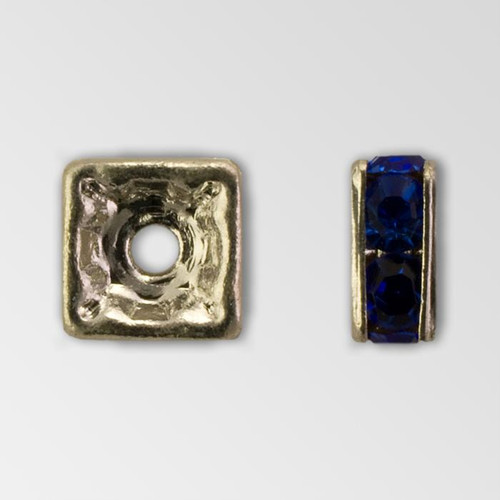 6x6mm Rhinestone Squaredelle Sapphire, Silver Plated Product