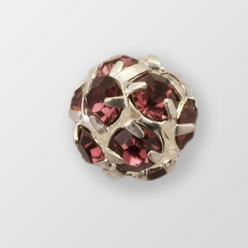 8mm Rhinestone Ball Amethyst, Silver Plated Product
