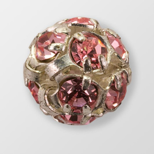 8mm Rhinestone Ball Lt. Rose, Silver Plated Product