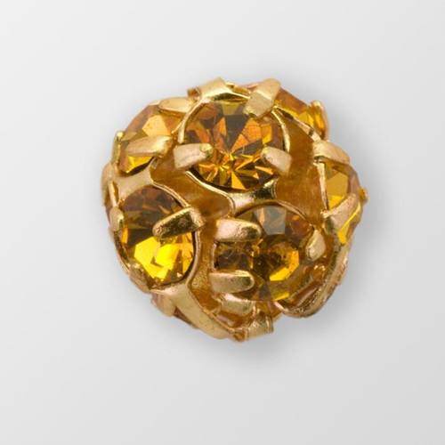8mm Rhinestone Ball Topaz, Gold Plated Product