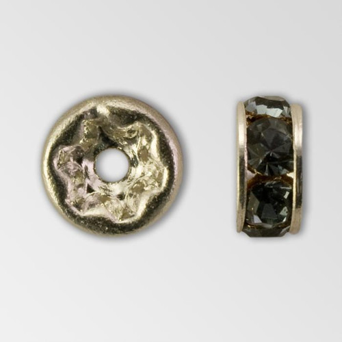 8mm Rhinestone Rondelle Montana, Silver Plated Product