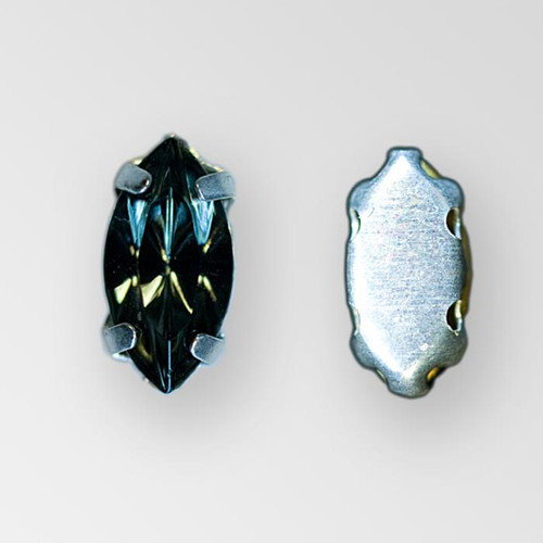 8x4mm Navette, Black Diamond Silver Pointed Back MC Rosemontee Product