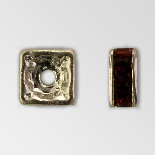 8x8mm Rhinestone Squaredelle Siam Ruby, Silver Plated Product