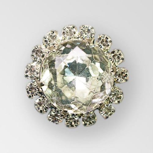 Crystal, Silver 23mm Rhinestone Button Product