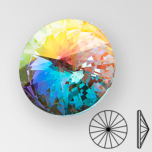 MC Flat Back Rivoli in Crystal AB color, size 10mm, foiled Product