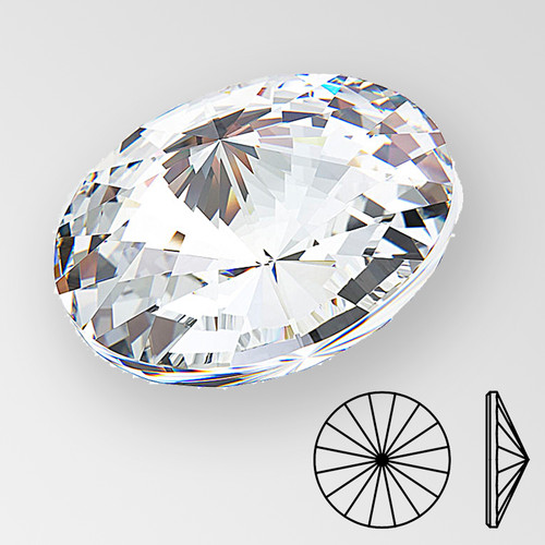 MC Flat Back Rivoli in Crystal color, size 16mm, foiled Product