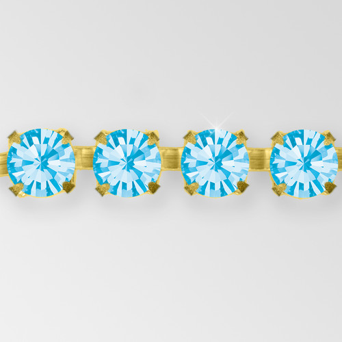 Rhinestone Chain, Machine Cut Aqua, Raw ss18 Product