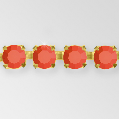 Rhinestone Chain, Machine Cut Coral, Raw ss12 Product
