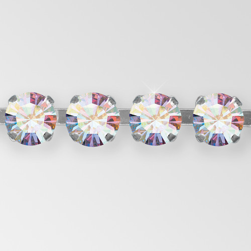 Rhinestone Chain, Machine Cut Crystal AB, Silver Plated ss8.5 Product