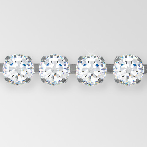 Rhinestone Chain, Machine Cut Crystal, Silver Plated ss12 Product