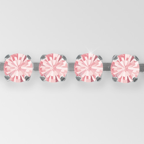 Rhinestone Chain, Machine Cut Light Rose, Silver Plated ss8.5 Product