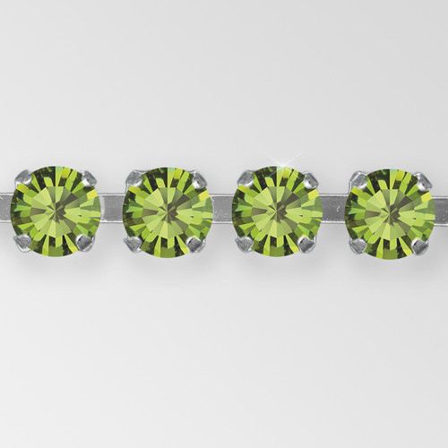 Rhinestone Chain, Machine Cut Olivine, Silver Plated ss18 Product