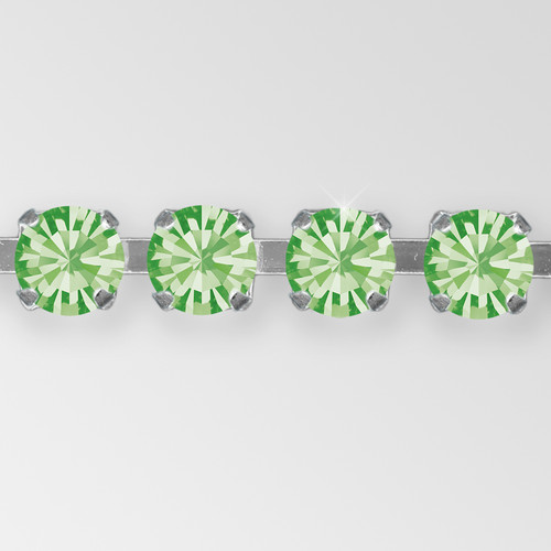 Rhinestone Chain, Machine Cut Peridot, Silver Plated ss12 Product