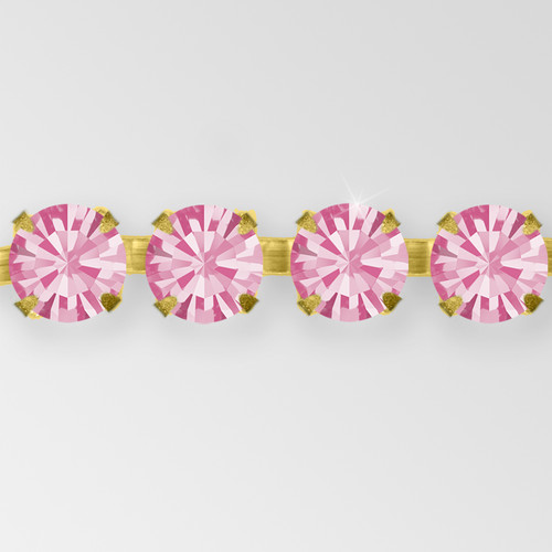 Rhinestone Chain, Machine Cut Rose, Gold Plated ss12 Product