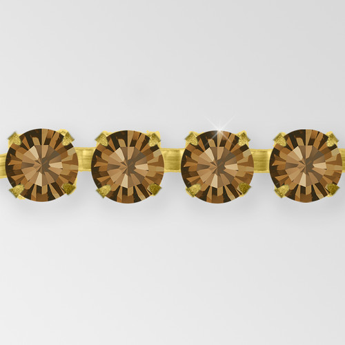 Rhinestone Chain, Machine Cut Smoke Topaz, Gold Plated ss6.5 Product