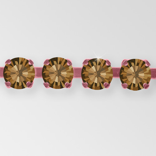 Rhinestone Chain, Machine Cut Smoke Topaz, Matt Rose Gold Plated ss6.5 Product